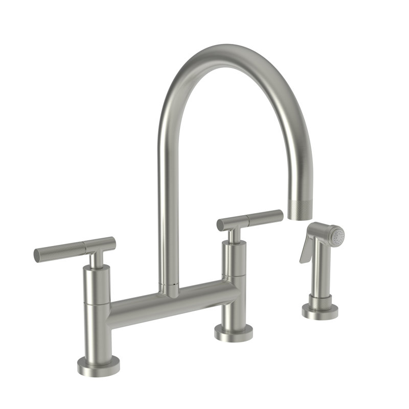 Muncy Kitchen Bridge Faucet with Side Spray, Satin Nickel (PVD)