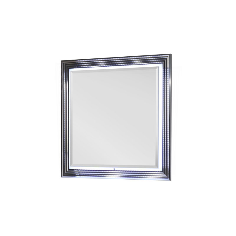 Moon Smooth White Mirror with LED, White Blue