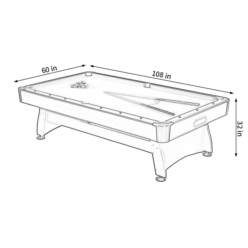Table de billard, H 32 po x L 108 po x l 60 po, Bleu