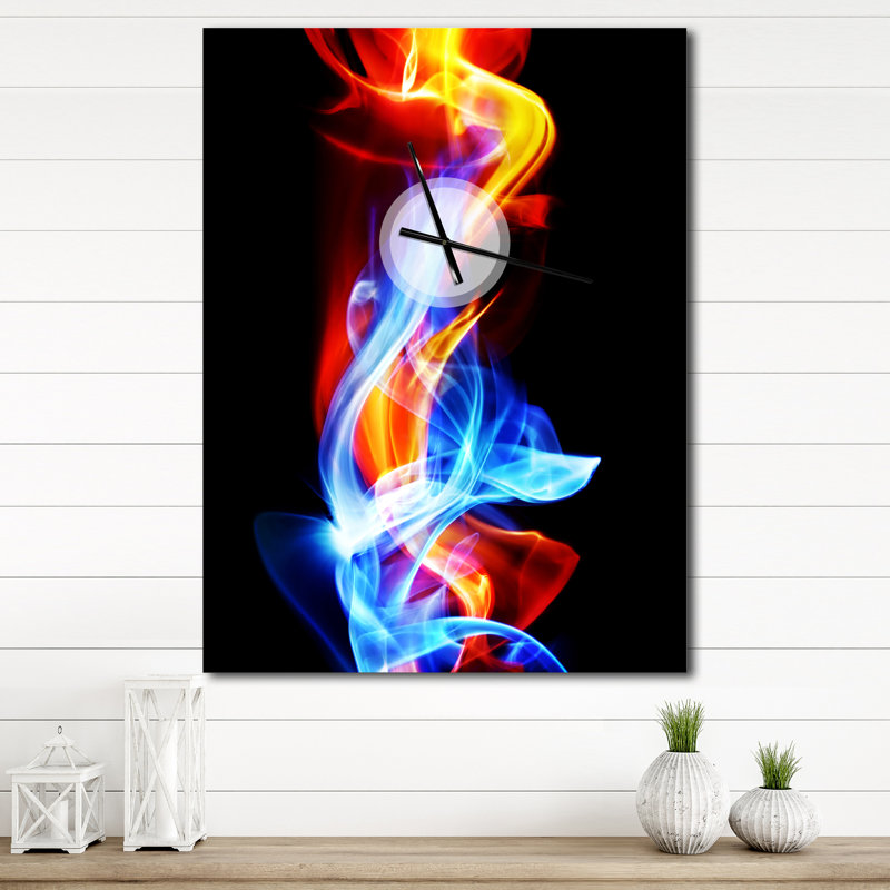 Fire and Ice - Horloge murale moderne, H 32 po x l 24 po x P 1 po