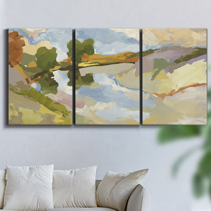 Verdant April, ensemble de 3 toiles encadrées sur toile, H 48 po x l 96 po x P 2 po