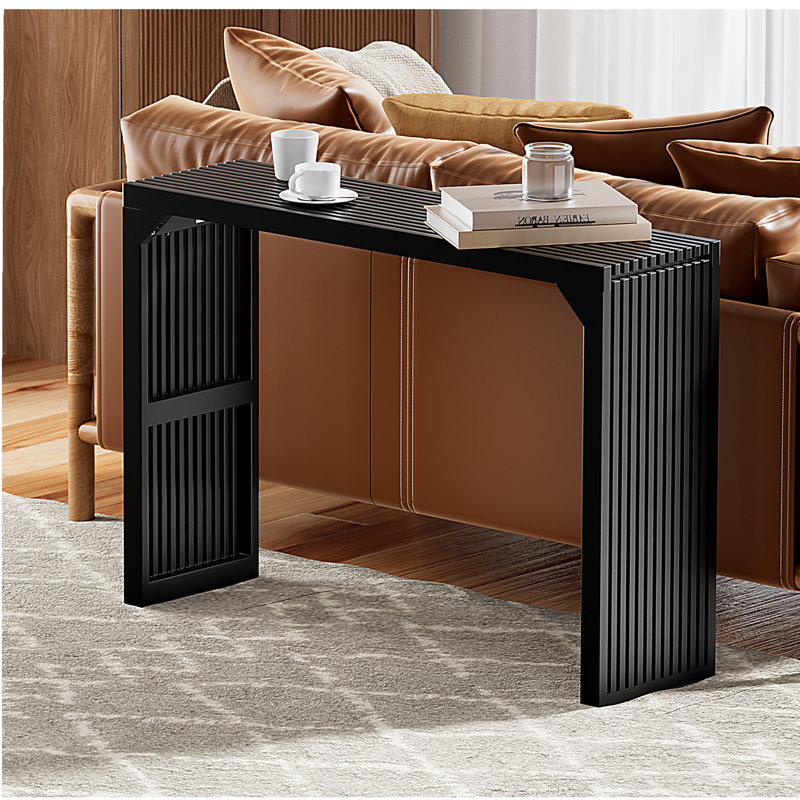 46" Solid Wood Narrow Console Table Black for Living Room, Foyer