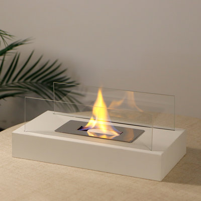 JHY DESIGN Tabletop Fireplace with Two-Sided Glass 14" L