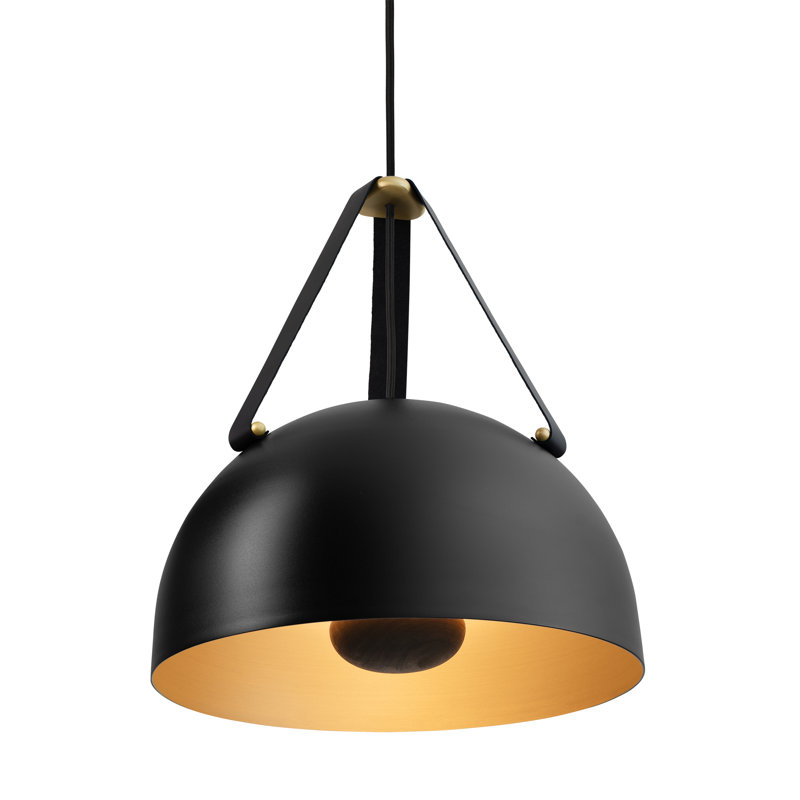 Stillo Pendant Light, Black, Brushed Brass Interior/Black Exterior, 3000