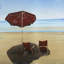Toile rouge bord de mer - Décoration de détente à la plage