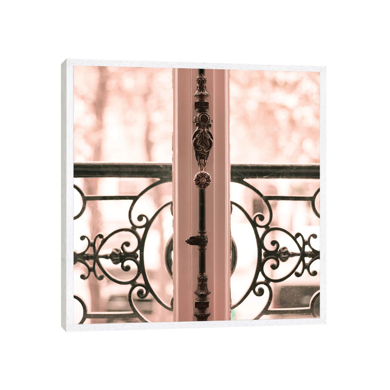 Parisian Balcony by Caroline Mint - Print on Canvas, White Framed, 45.72 cm H x 45.72 cm W