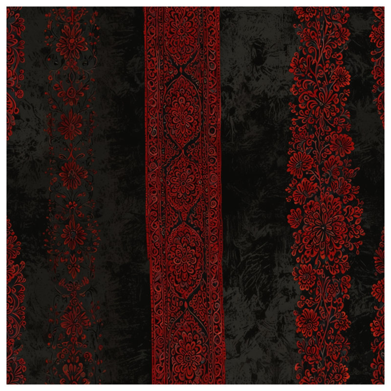 Tapis de bain rouge à motif floral noir, 34in W x 21in L