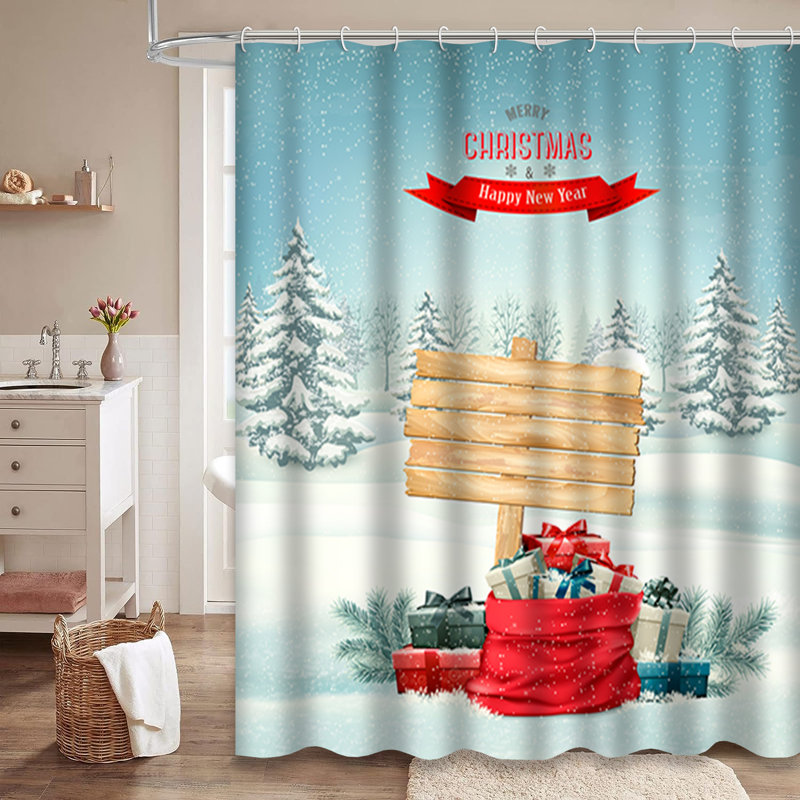 Rideau de douche en forme de sapin de Noël avec 12 crochets, L 72 po x l 78 po