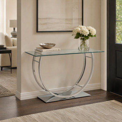 Glass Top Entryway Console Table, Chrome Frame for Entryway - Chrome