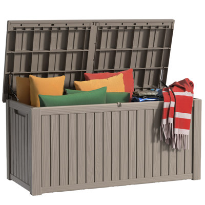 180 Gallon Deck Box, Waterproof Resin Large Outdoor Storgae Box For Patio Furniture, Patio Cushions, Gardening Tools, Pool And Sports Supplies, Lockab by Emperic Design
