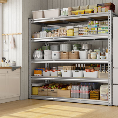 72"h 5-tiers Galvanized Steel Garage Storage Shelf, Heavy Duty Adjustable Shelving Unit