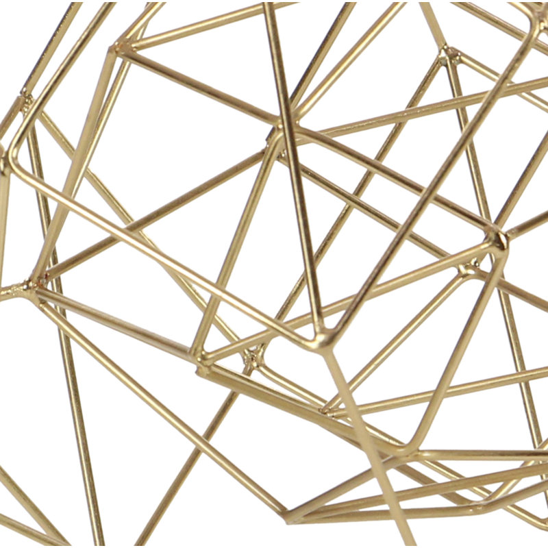 Metal Geometric Decorative Sculpture, 8.3" H x 8.65" W x 8.35" D, Gold