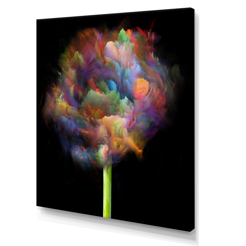 «Blooming Multicolor Fractal Flower», art mural moderne sur toile, H 40 po x l 30 po x P 1,5 po, Toile tendue