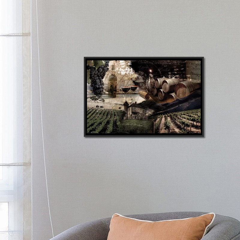 «Wine» par GraphINC Studio, impression sur toile, H 18 po x l 26 po x P 1,5 po, Pas de tapis, Toile avec cadre noir