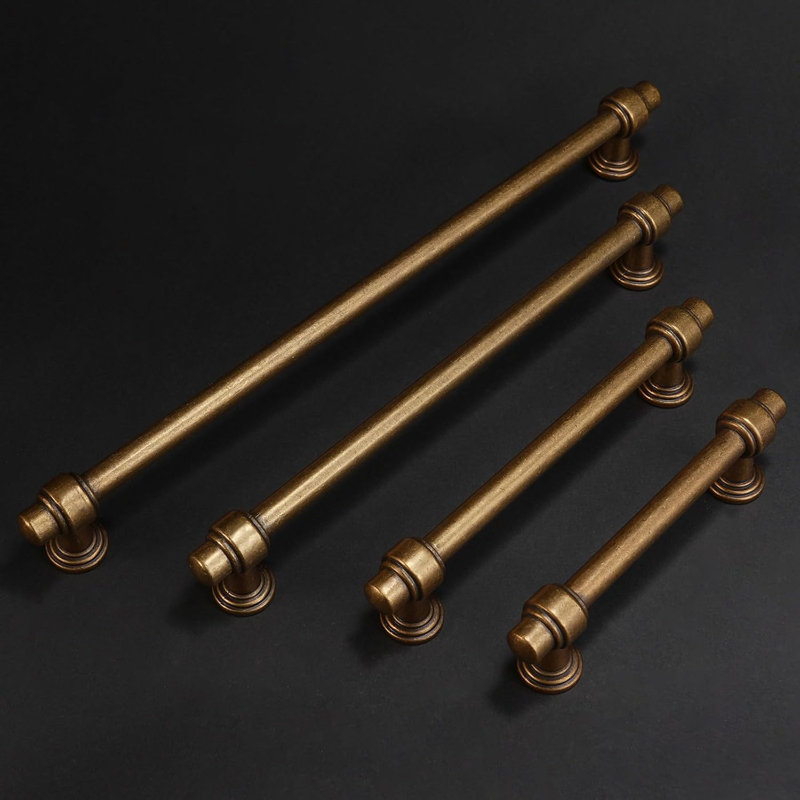 10 Pack Cabinet Handles, Solid Zinc Alloy Drawer Pulls, Modern Kitchen & Dresser Hardware With Deep Thread Design, Bronze