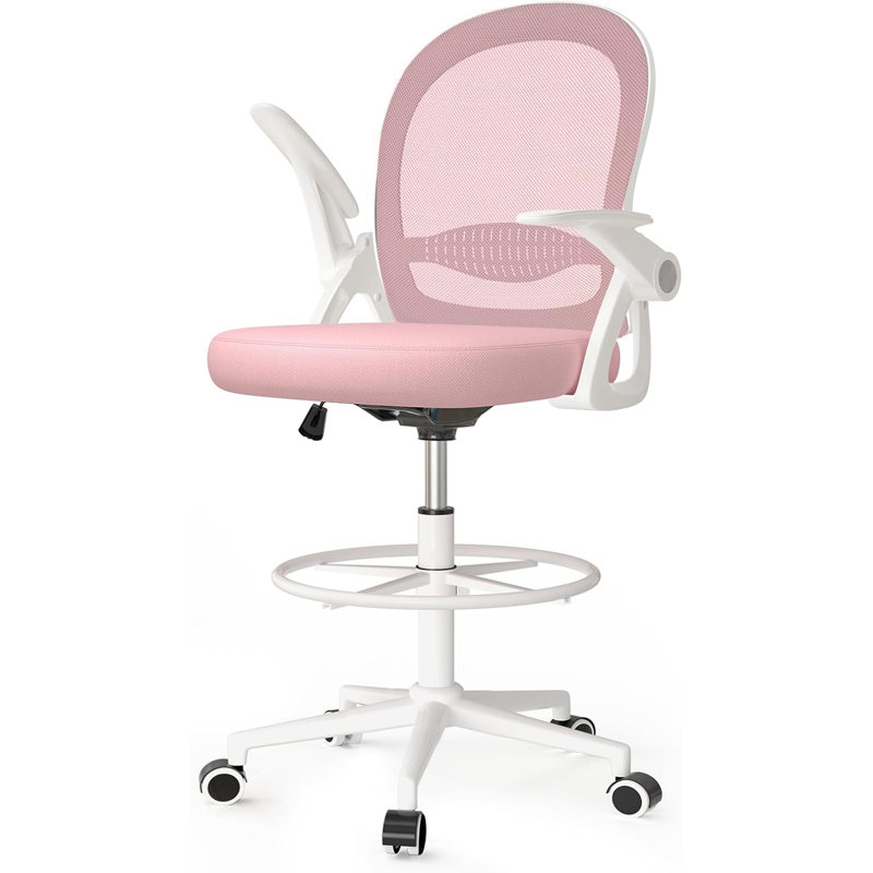 Lintz Desk Chair, Pink/White