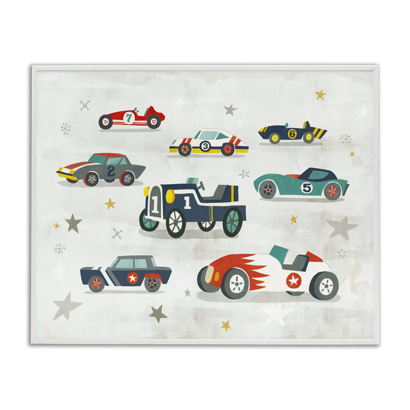 Vintage, voitures de course antiques, estampe numérique encadrée par Irene Chan, H 11 po x l 14 po
