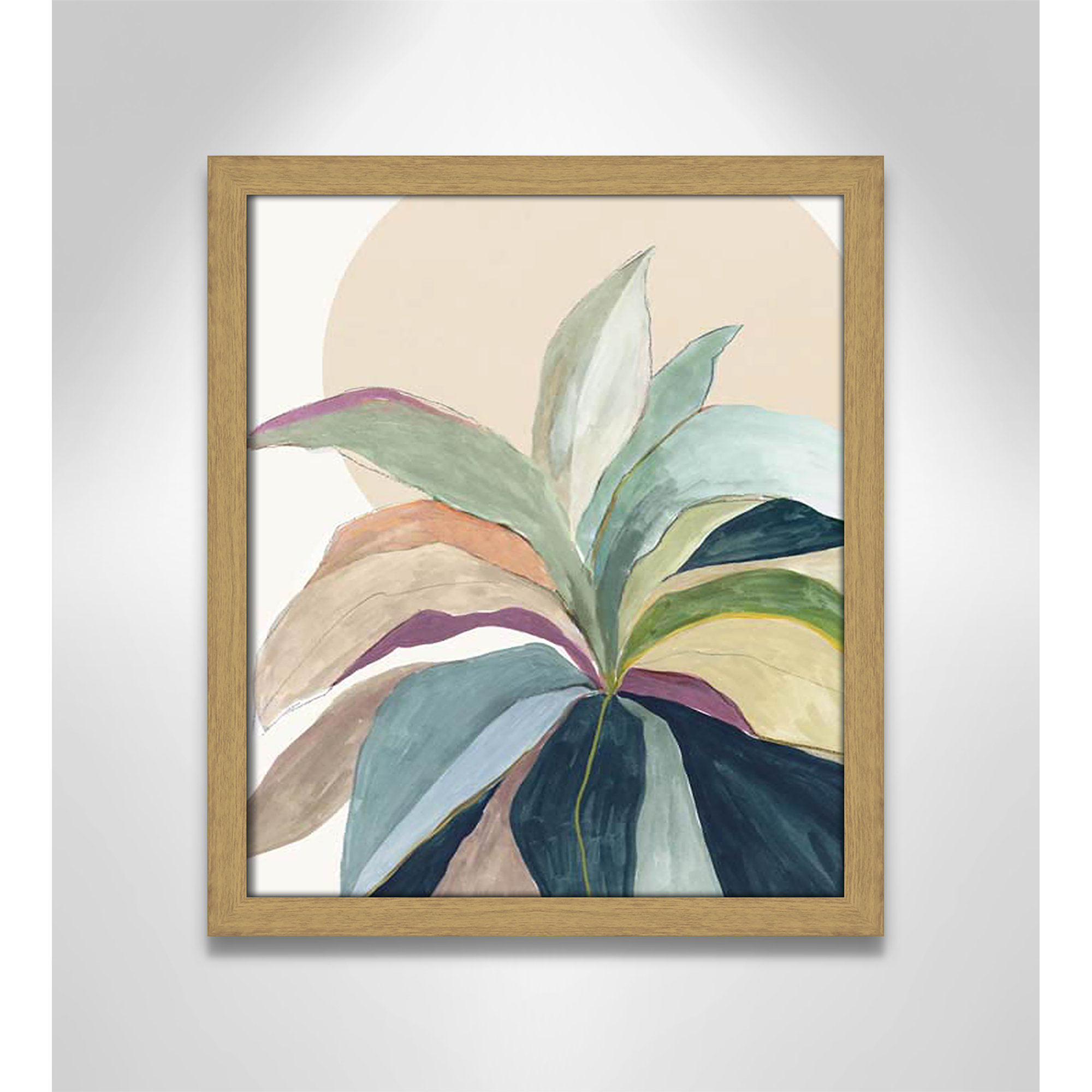 Sunny Bright Leaves II by Asia Jensen, Natural Slim Unmatted Picture Framed, 15" H x 13" W x 0.75" D