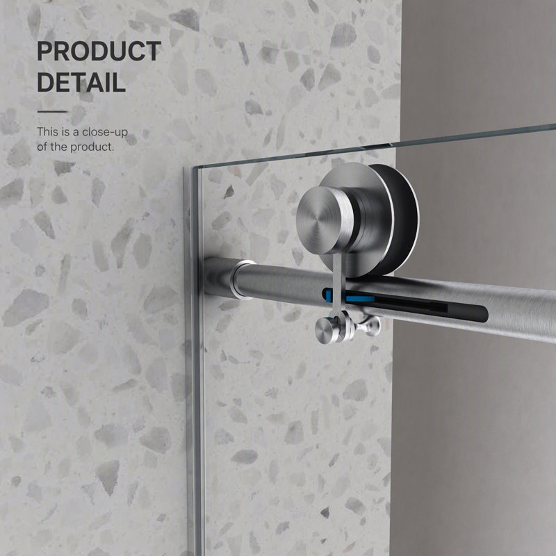 Porte de douche sans cadre avec fermeture amortie, verre nanorevêtu et poulies ajustables pour une installation facile