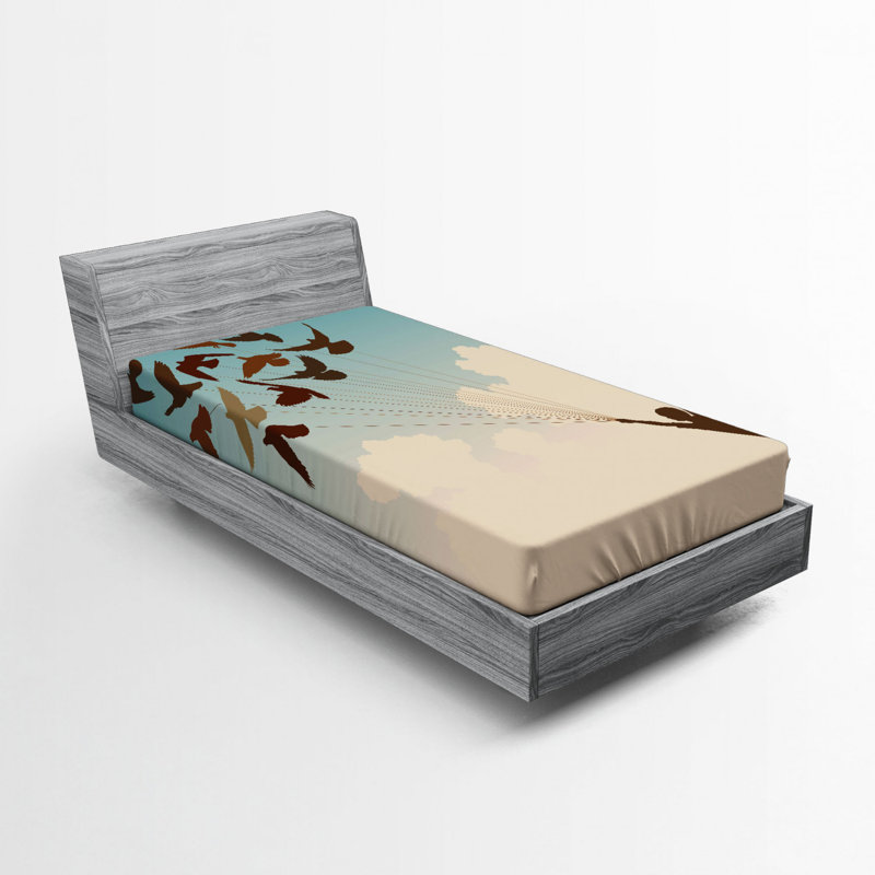 Drap-housse en microfibre Birds, Drap-housse de taille simple