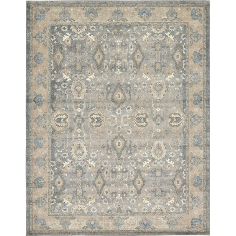 Tapis à motif oriental gris Linz, Rectangle 9 pi x 12 pi