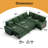 102" Modular Sectional Sleeper Sofa With Pull Out Bed/Reclining Backrest/Usb Ports/Table/Led Light/Storage Seat, 8 Seat Large U Shaped Sectional Couch, Tool-Free Assembly-1733639311