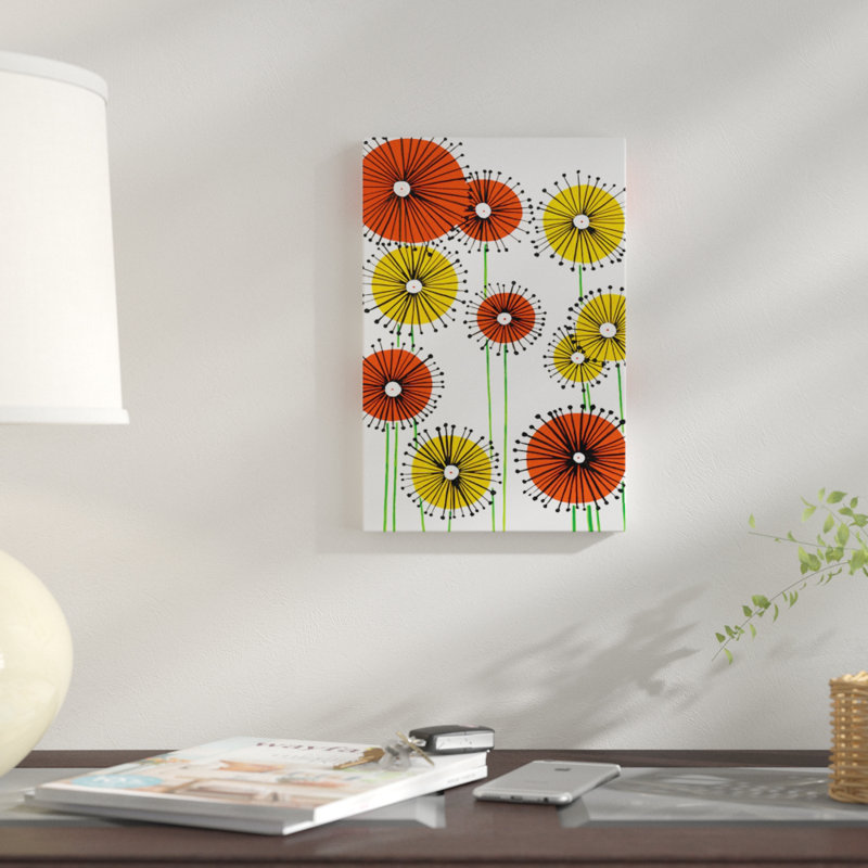 «Flower Wheels II», impression sur toile, H 40 po x l 26 po x P 1,5 po, Toile tendue, Pas de tapis