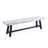Grey + Black Wood Dining Bench With Slat Paneling, Weather , Modern Industrial Style, 63" X 14.36" 17.3 Sandblast & Metal Frame, Slat,