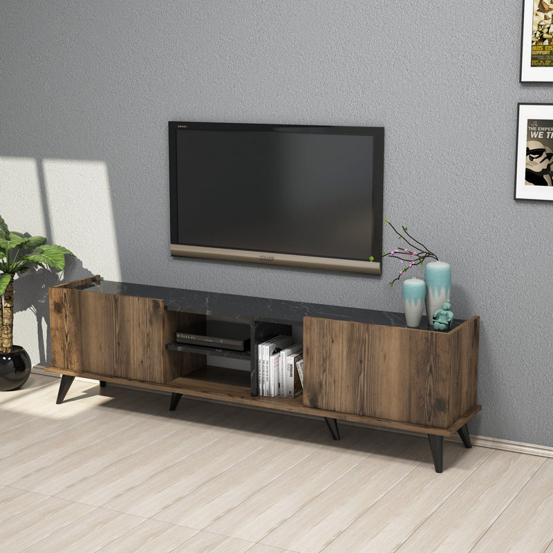 Modern TV Stand, 70.9 x 20.5 x 13.4 inches | 100% Melamine Coated Particle Board, 0.71 inches Thick | Wall-Mountable with Multiple Shelves, Stylish & Functional Design for Living Room & Entertainment Spaces