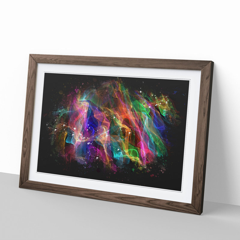 Rainbow Smoke Vol (4) - Picture Frame Painting, 65cm H x 90cm W x 2cm D, Walnut Framed