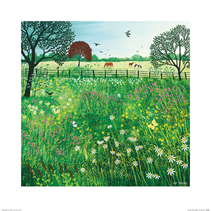 Summer Grazing by Jo Grundy - Painting, 60 cm H x 60 cm W