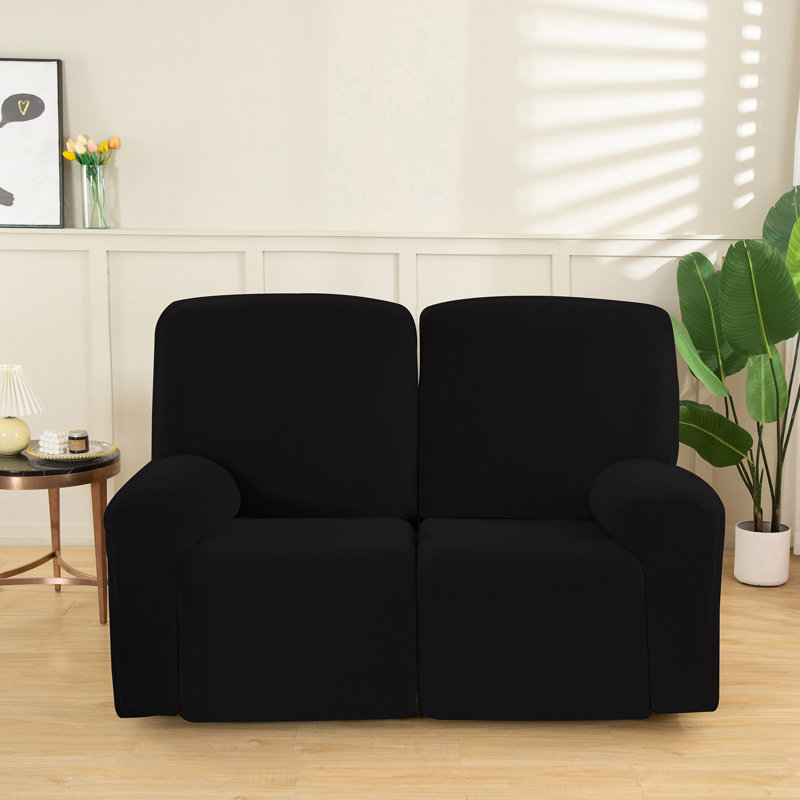 Housse pour fauteuil inclinable en velours extensible, Velours noir