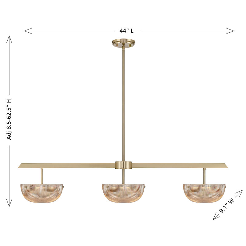 Hubbard 3 - Light Chandelier, Noble Brass