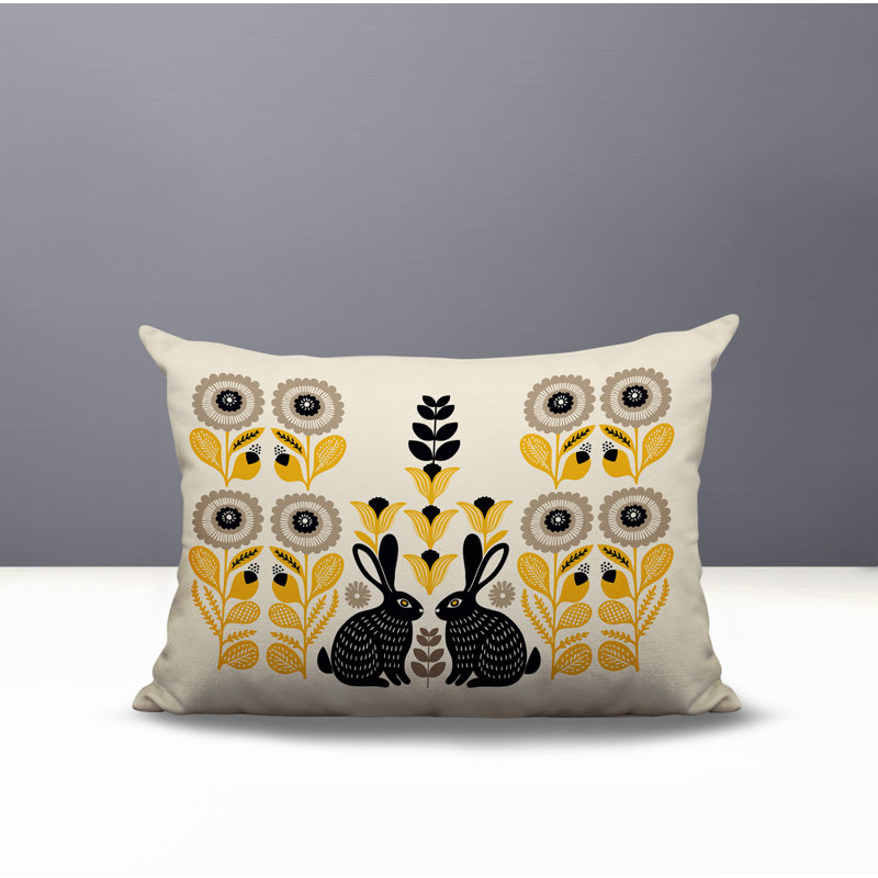 Coussin lombaire réversible intérieur / extérieur Lexa Rabbit, Rectangle H 14 po x l 20 po, Jaune