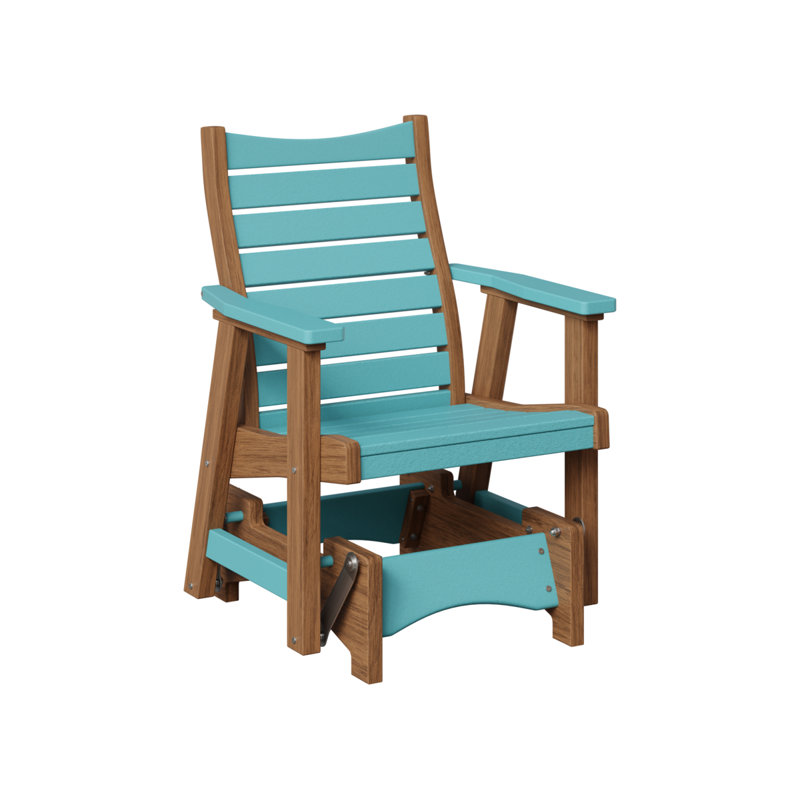 Bristol Outdoor Glider, Aruba Blue Top/Antique Mahogany Base