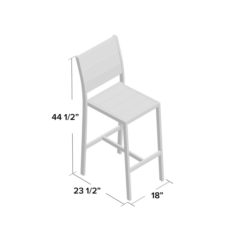 Modway Shore Aluminum Outdoor Patio Armless Bar Stool in Silver Gray
