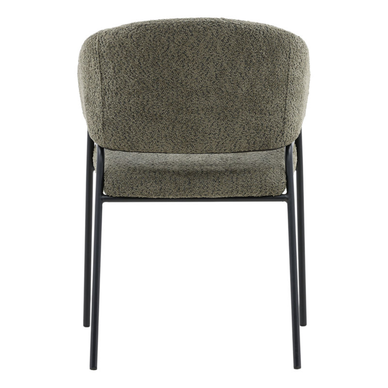 Cathey Boucle Upholstered Dining Chair, Olive, Fabric Olive