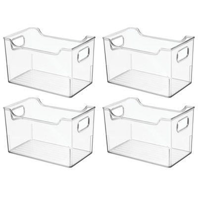Mdesign Deep Plastic Office Storage Organizer Bin With Handles - 2 Pack - Clear