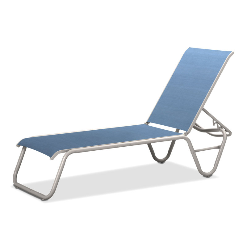 Gardenella Outdoor Chaise Lounge, Textured Warm Gray Frame/Sky 42D Seat