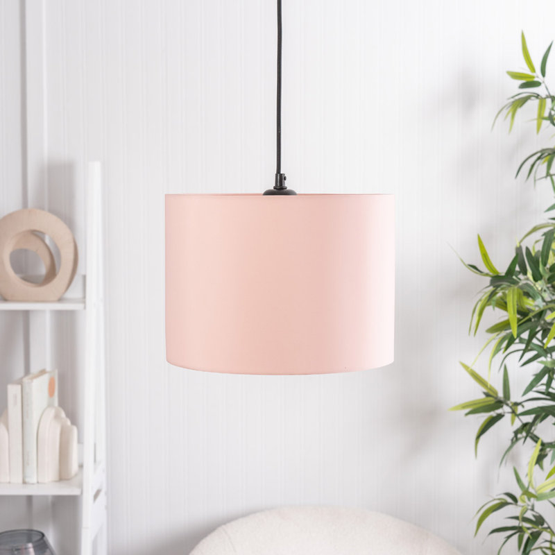 22cm H Blended Fabric Drum Pendant Shade, Pink