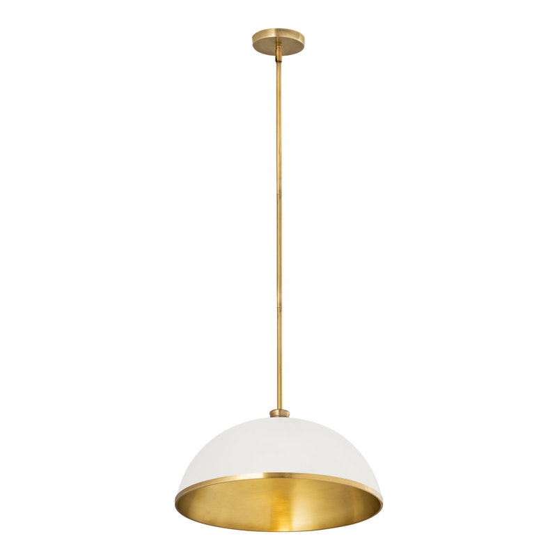 Luminaire suspendu 1 lumière Hagberg, Laiton frotté, Blanc mat, H 13 po x l 20 po x P 20 po