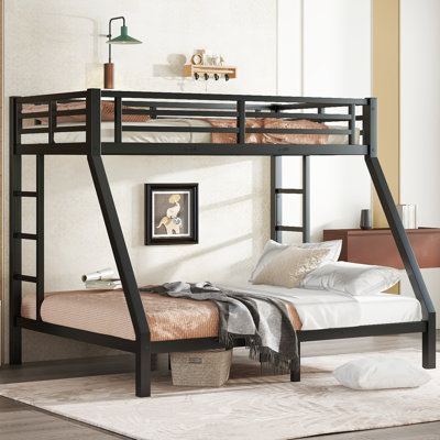 Bunk Bed Frame, Metal Bunk Bed With Full Safety Guardrails And Dual Side Sturdy Ladders, Heavy Duty Stairway Bunk Bed Frame, Noise-Free Sturdy Steel Bunk Bed, Kids Teen Bunk Bed For Bedroom