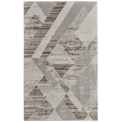 Leoner Modern Geometric, Tan, Area Rug