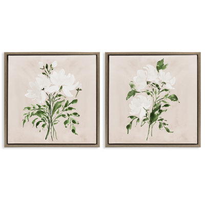 Ensemble de cadres flottants 2 pièces White On Tan Botanicals, design par Lucille Price
