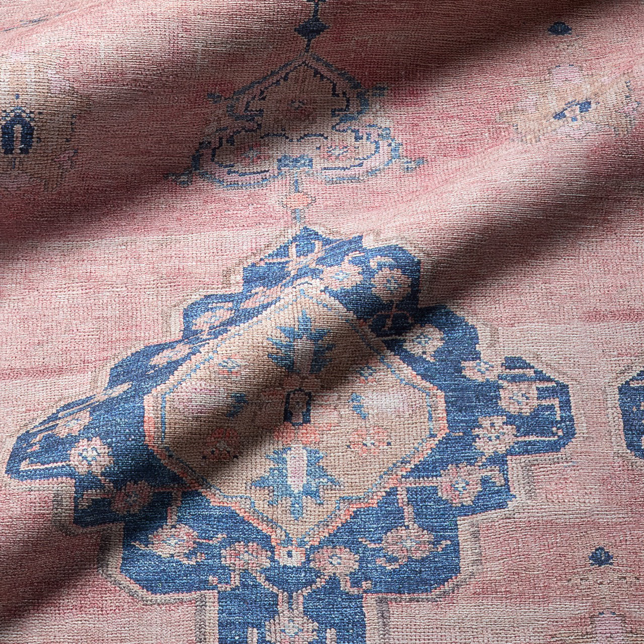 Machine Washable Pink/Blue Rug, Rectangle 4' x 6'
