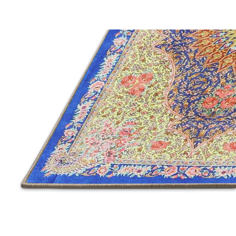 Tapis oriental bleu / vert, Rectangle 5 pi x 7 pi