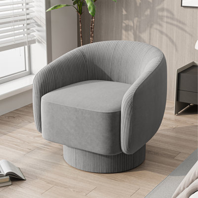 Leticha 27.6'' W Velvet Swivel Barrel Chair