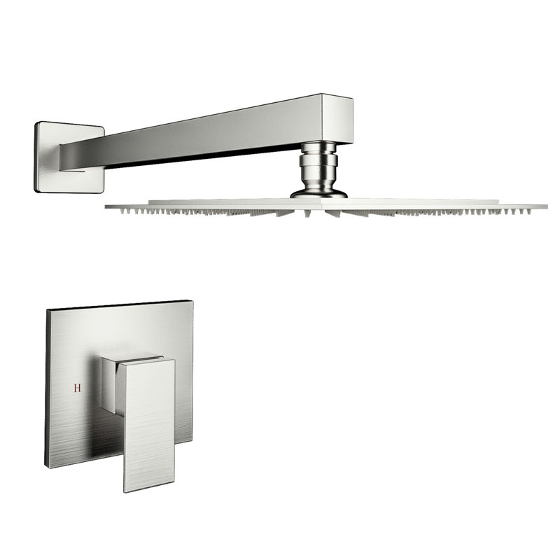 Robinet de douche mural en nickel brossé - laiton, valve incluse