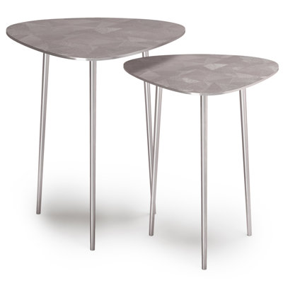 Table gigogne en métal nickelé (2 pièces)