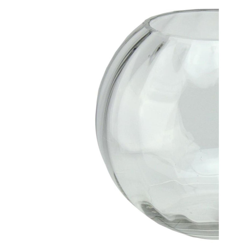 Bol rond transparent transparent en verre segmenté contemporain, H 8,75 po x l 8 po x P 8 po
